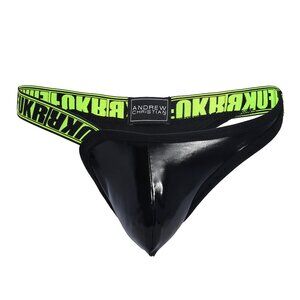 90798 Andrew Christian FUKR Gloss Surge Thong Black 2018
